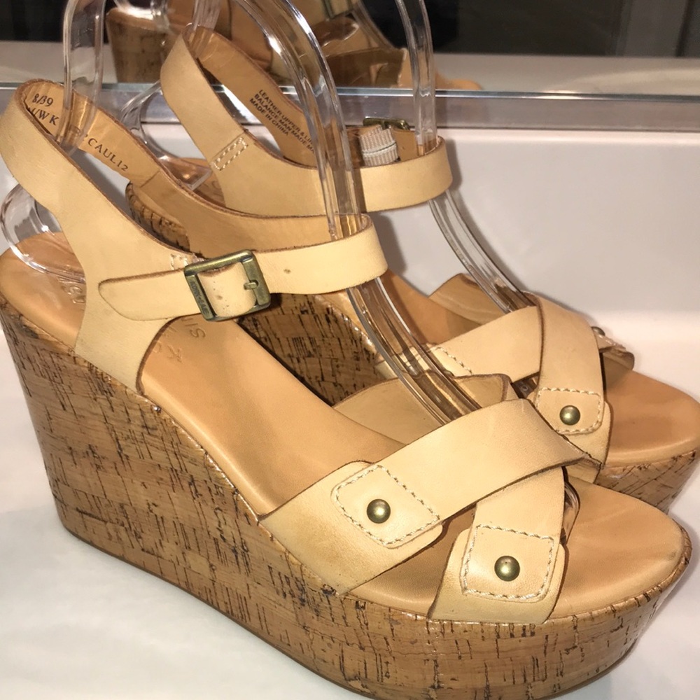 Kork-Ease Cream Leather Wedges
